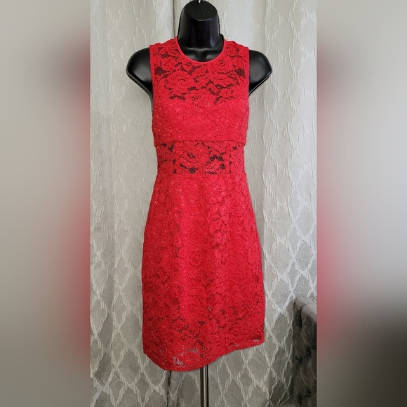 REVOLVE Dresses & Skirts - REVOLVE NBD x NAVEN Red Lace Midi Dress (NWOT)